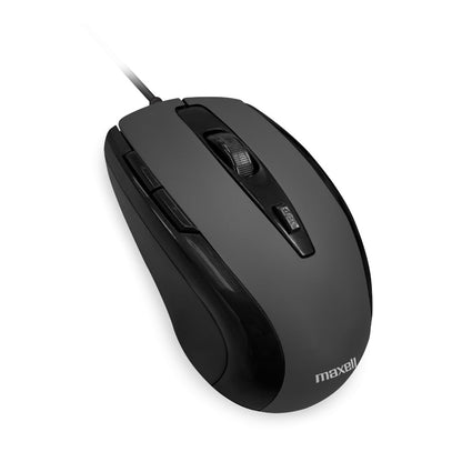 Mouse Con Cable USB Maxell Óptico de 5 Botones Negro