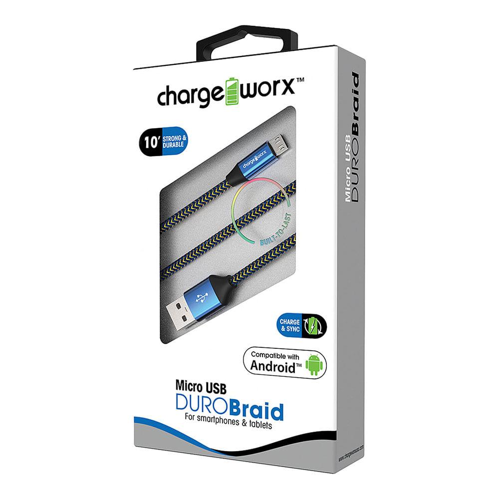 Cable de Carga y Sincronización Chargeworx Micro USB de 10 Pies