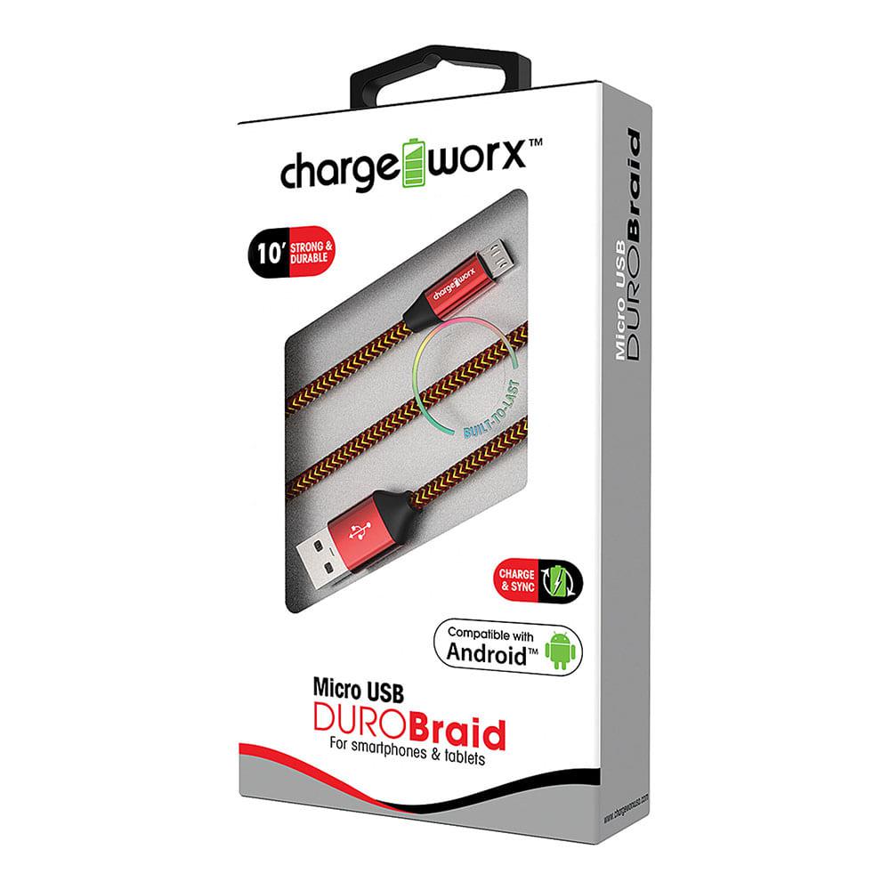 Cable de Carga y Sincronización Chargeworx Micro USB de 10 Pies