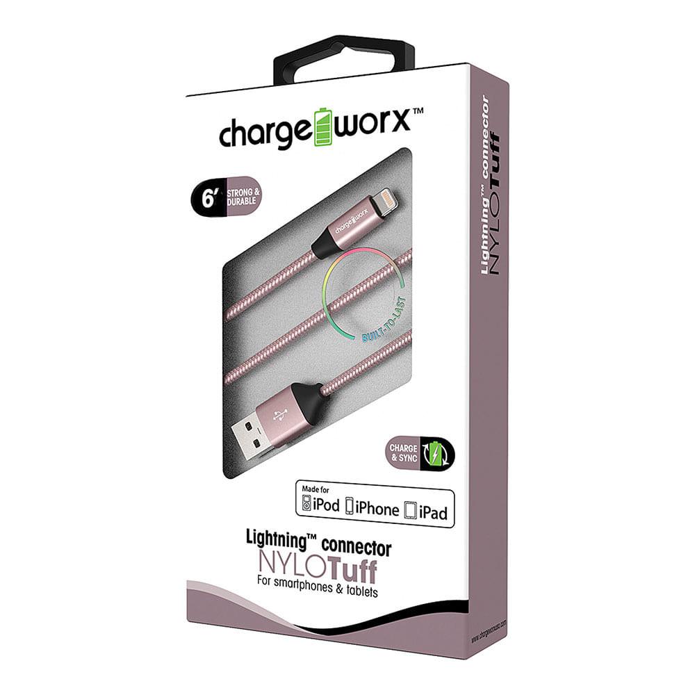 Cable de Carga y Sincronización Lightning Chargeworx "NYLO" Tuff de 6 Pies