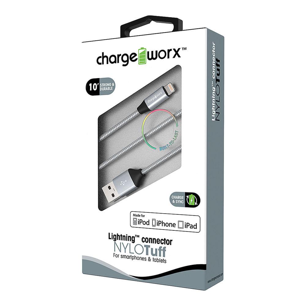 Cable Para Cargar Chargeworx 3 en 1 de 10 Pies