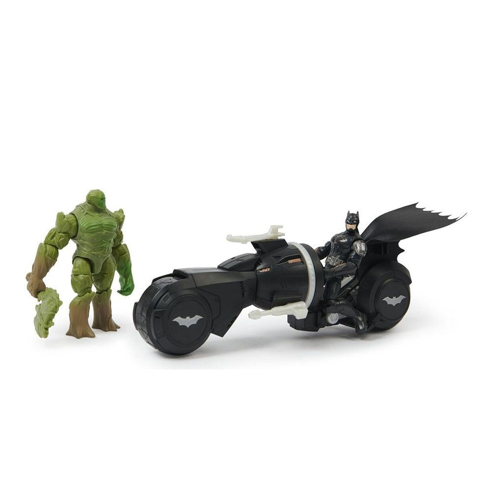 Figuras de Acción Batman y Swamp Thing Con Batcycle