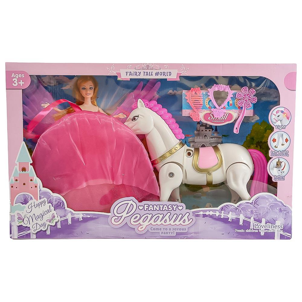 Muñeca Hada Huada con Caballo Pegasus con Sonido