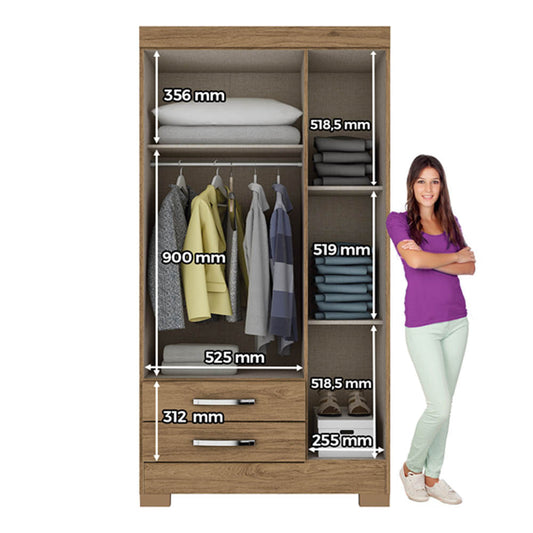 Closet Henn 3 Puertas 2 Gavetas de MDF
