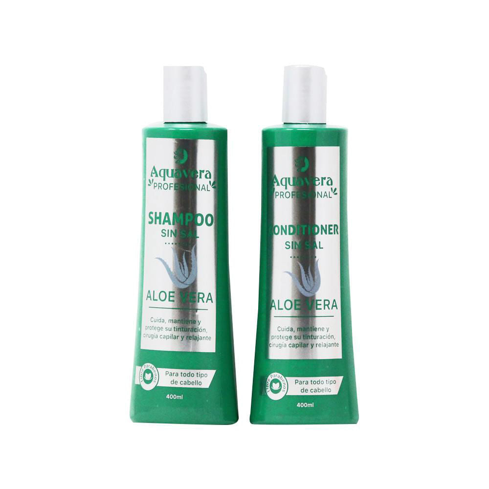 Shampoo y Acondicionador Aquavera Aloe Vera Sin Sal 400 ml
