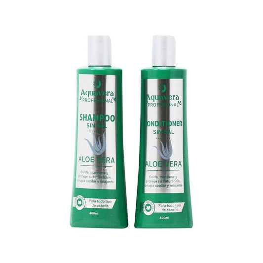 Shampoo y Acondicionador Aquavera Aloe Vera Sin Sal 400 ml