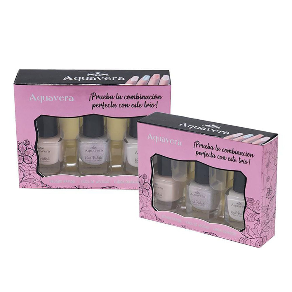 Set de Esmaltes Para Uñas Aquavera 3 Piezas