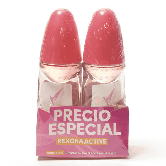 Desodorante Roll On Rexona Active Para Dama 5 g 2 Piezas