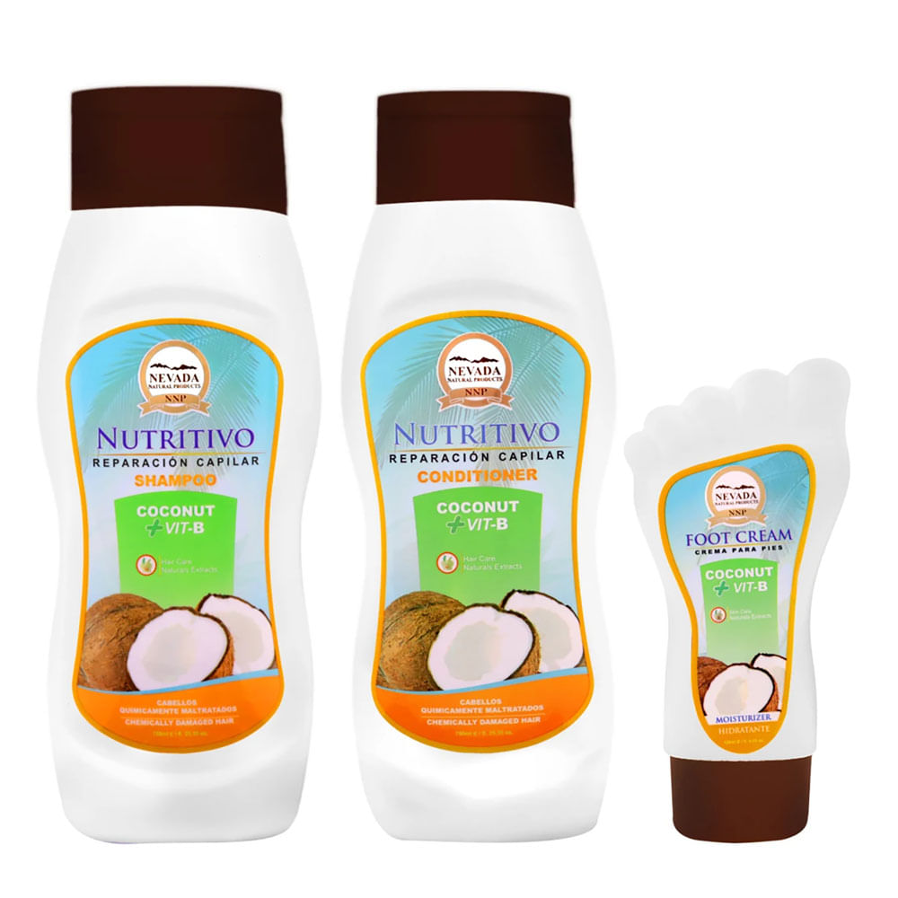 Shampoo + Acondicionador Nevada con Crema de Pies Coco 750 ml