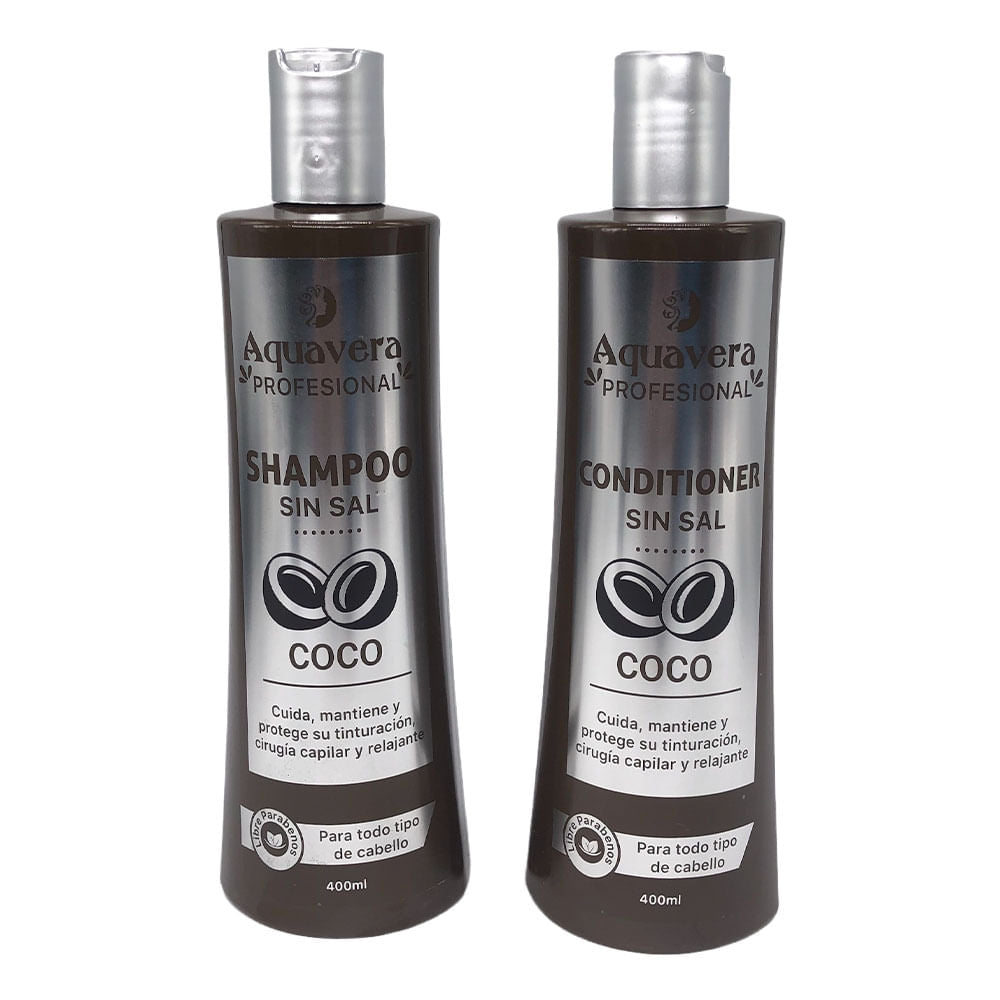 Shampoo y Acondicionador Aquavera de Coco 400 ml