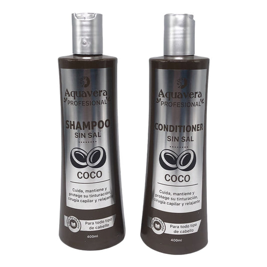 Shampoo y Acondicionador Aquavera de Coco 400 ml