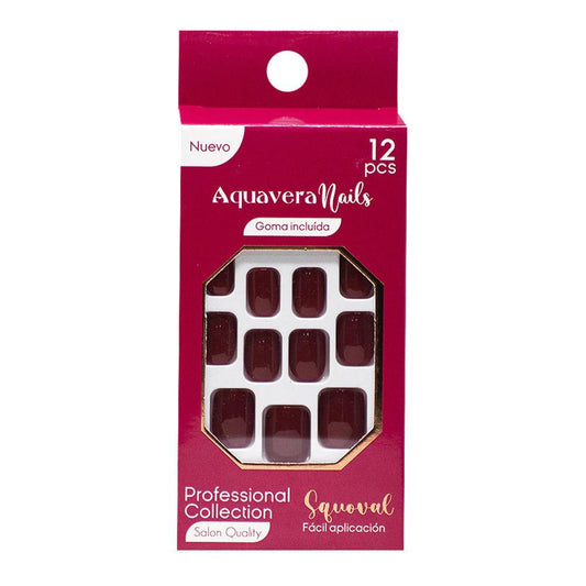 Uñas Falsas Aquavera Squoval 1 Para Dama 12 Piezas