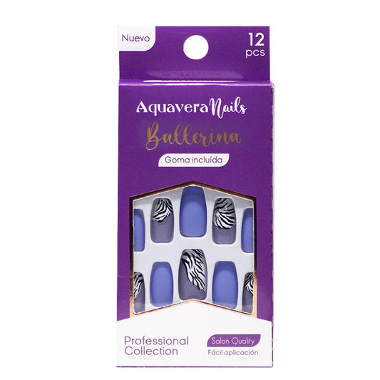 Uñas Falsas Aquavera Ballerina 2 Para Dama 12 Piezas