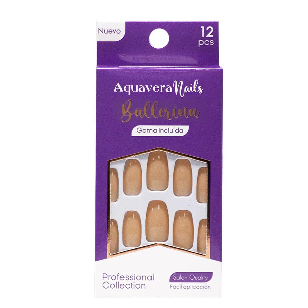 Uñas Falsas Aquavera Ballerina 4 Para Dama 12 Piezas