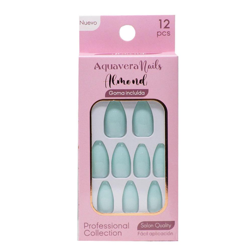 Uñas Falsas Aquavera Almond 1 Para Dama 12 Piezas