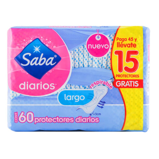 Protectores Diarios Saba Larga 60 Piezas
