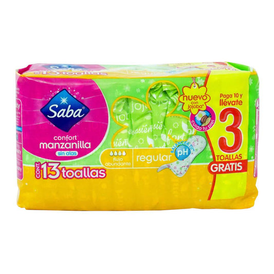 Toallas Sanitarias Saba Confort Sin Alas 13 Piezas